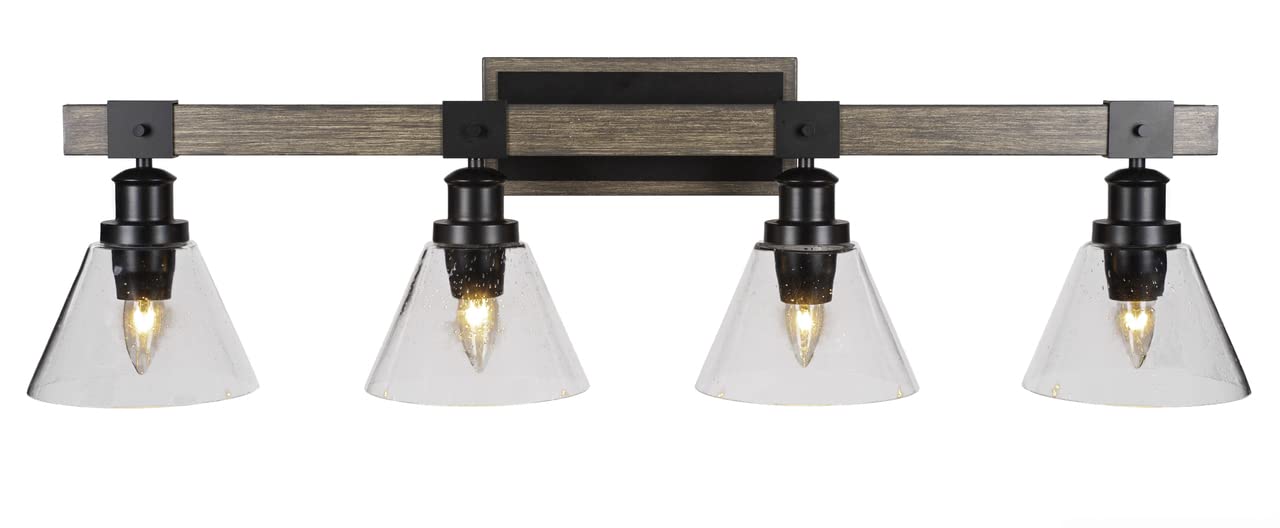 Tacoma - 4 Light Bath Bar-9.75 Inches Tall and Inches Wide-Black/Painted Wood Finish-Clear Bubble Glass Color