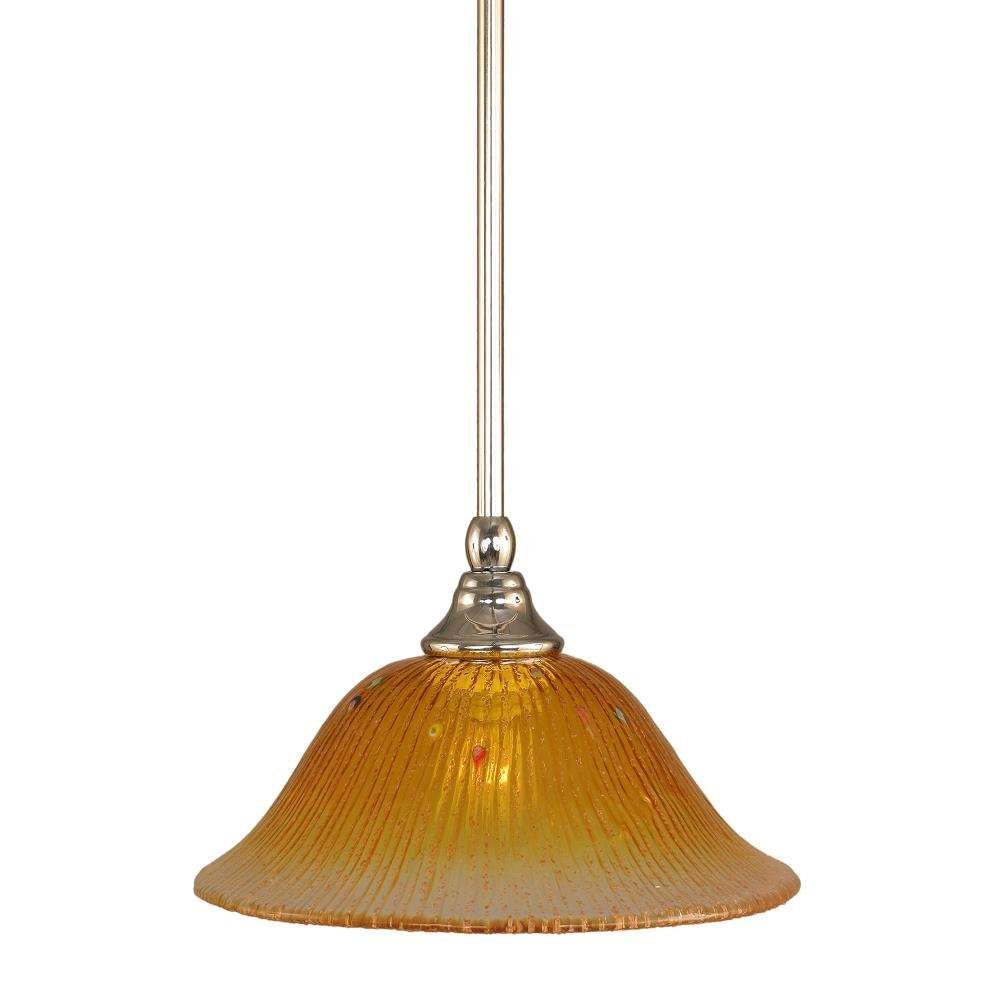 Toltec Lighting 23-Ch-773 Stem Mini Pendant With Hang Straight Swivel With 10&quot; Gold Champagne Crystal Glass, Chrome Finish
