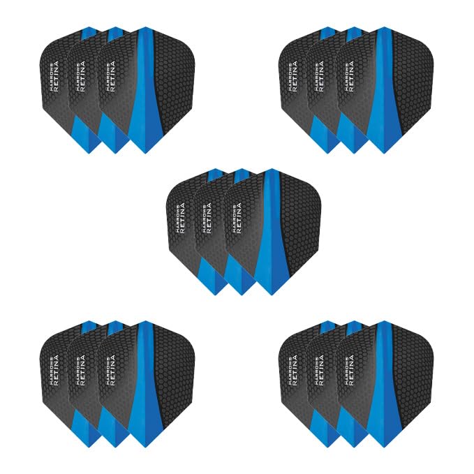 Harrows Retina Dart Flights - 5 Sets (15 Flights Total) - 100 Micron - enhanced Extra Strong - Blue