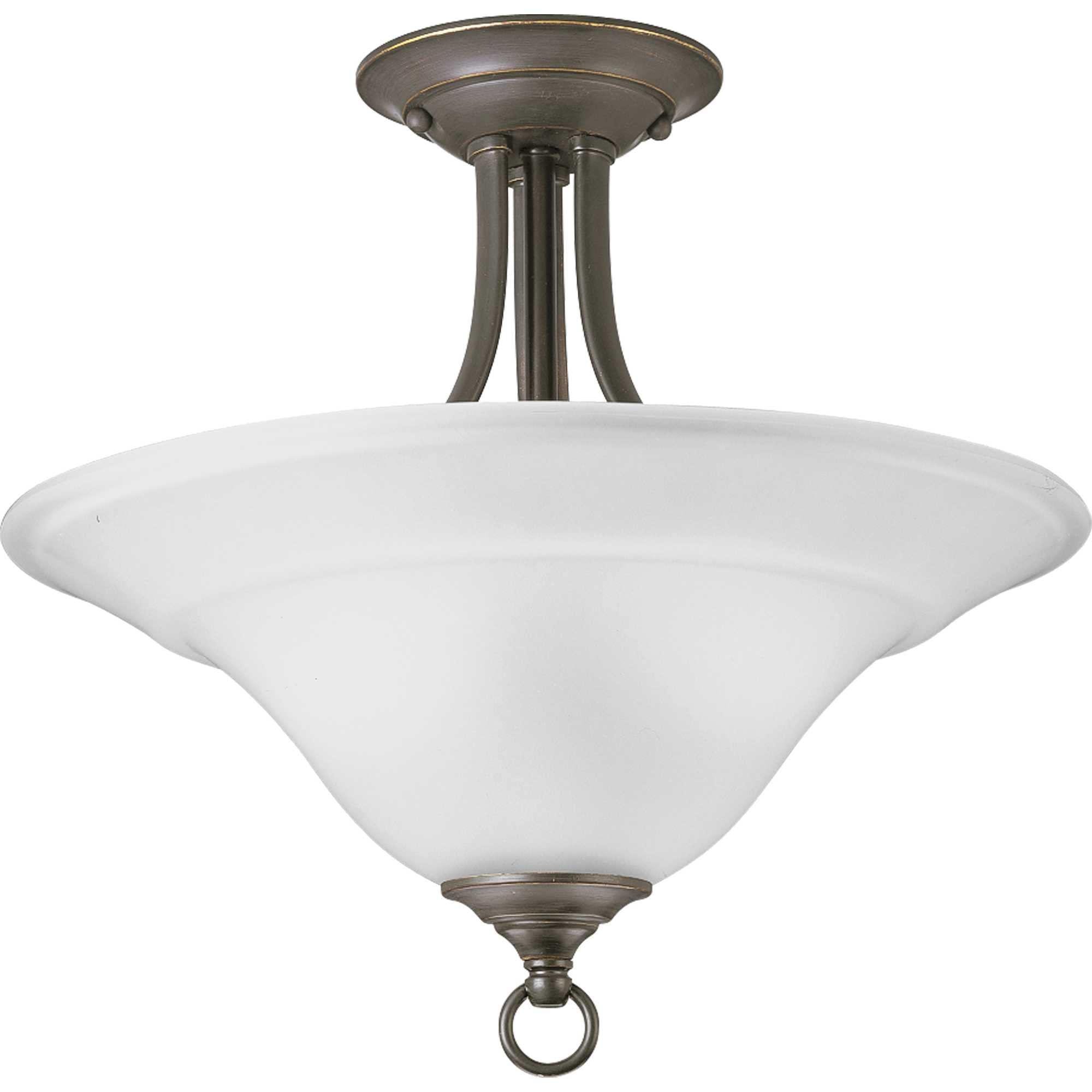 Progress Lighting 2-Light Semi-Flush Mount, Brushed Nickel, 16in Diameter, Alloy Steel, Model P3473-09