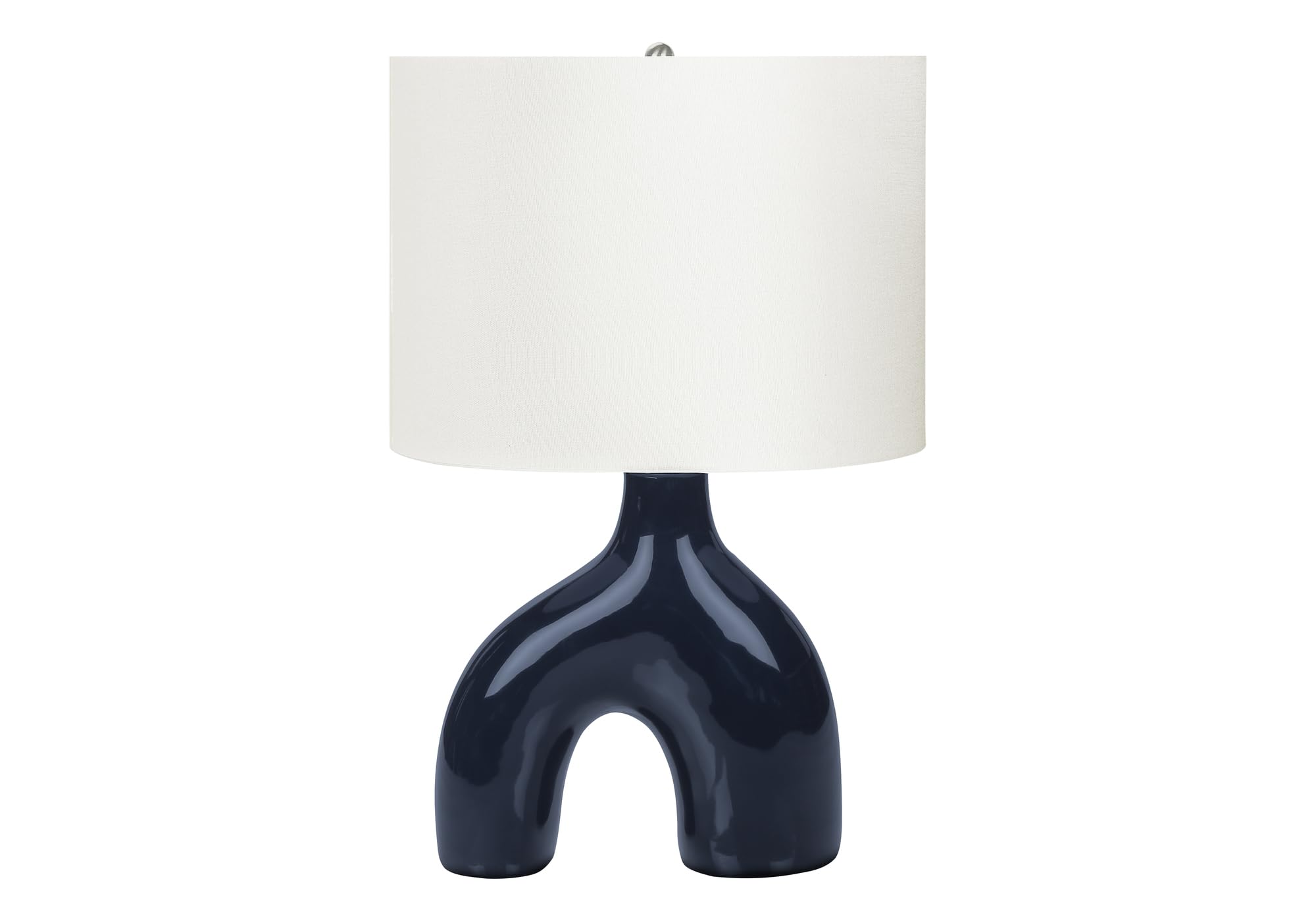 Monarch Specialties Table Lamp, 25in H, Blue Ceramic, Ivory Shade, Model I 9663, Contemporary Design