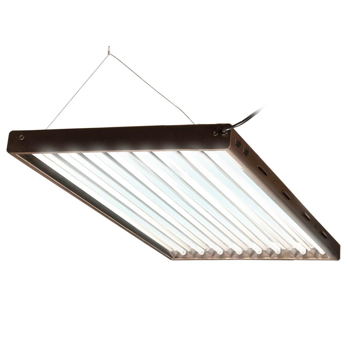 Agrobrite FLP48 T5 Fluorescent Indoor Grow Light Fixture 4 Foot, 432W (8x54w), 8X T5 Tubes, Designer Brown, Up to 920 umol/s PPF
