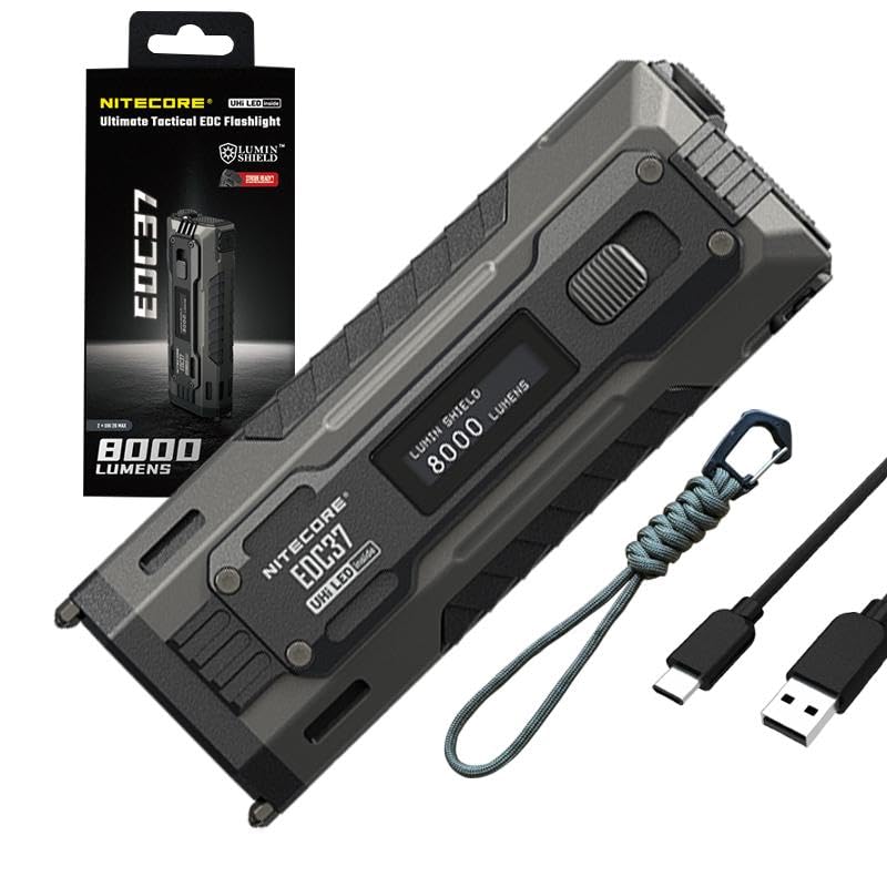 Nitecore EDC37 EDC37 Ultimate EDC Flashlight: Double The Power - 8,000 Lumens x 8000mAh w/Eco-Sensa USB-C Charging Cable