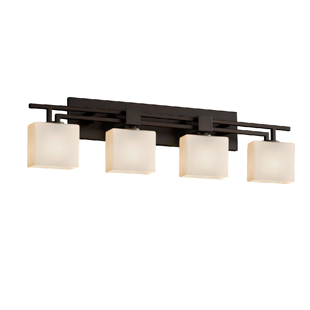 Justice Design Group Lighting FSN-8704-55-OPAL-DBRZ-LED4-2800 Aero 4 Rectangle Shade LED Light Bath Bar, Dark Bronze