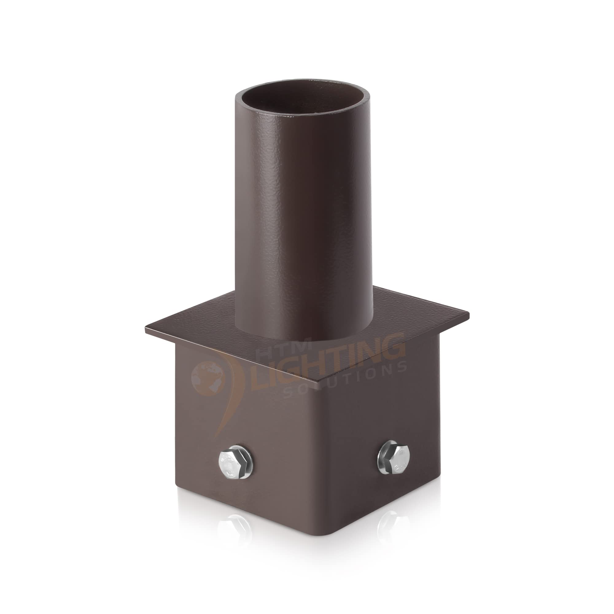 4in Square Pole Mount Bracket Tenon Adaptor with 2-3/8in Single Vertical Tenon for Slip Fitter Mount Outdoor Street Light, Comme