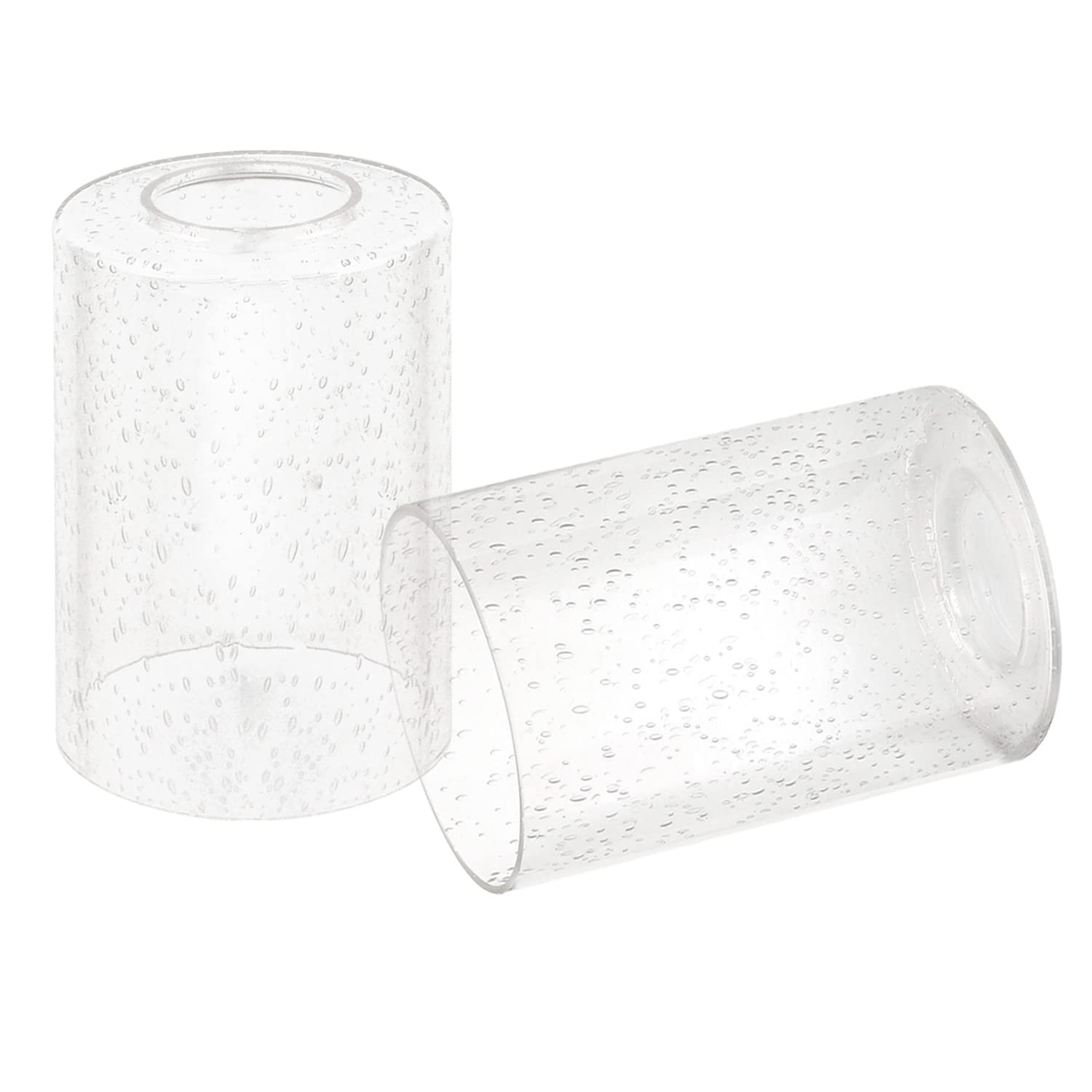 Voguad Clear Seeded Glass Cylinder Lamp Shade 2 Pack, Lighting Fixture Replacement Globe Cover for Chandelier Pendant Light Wall
