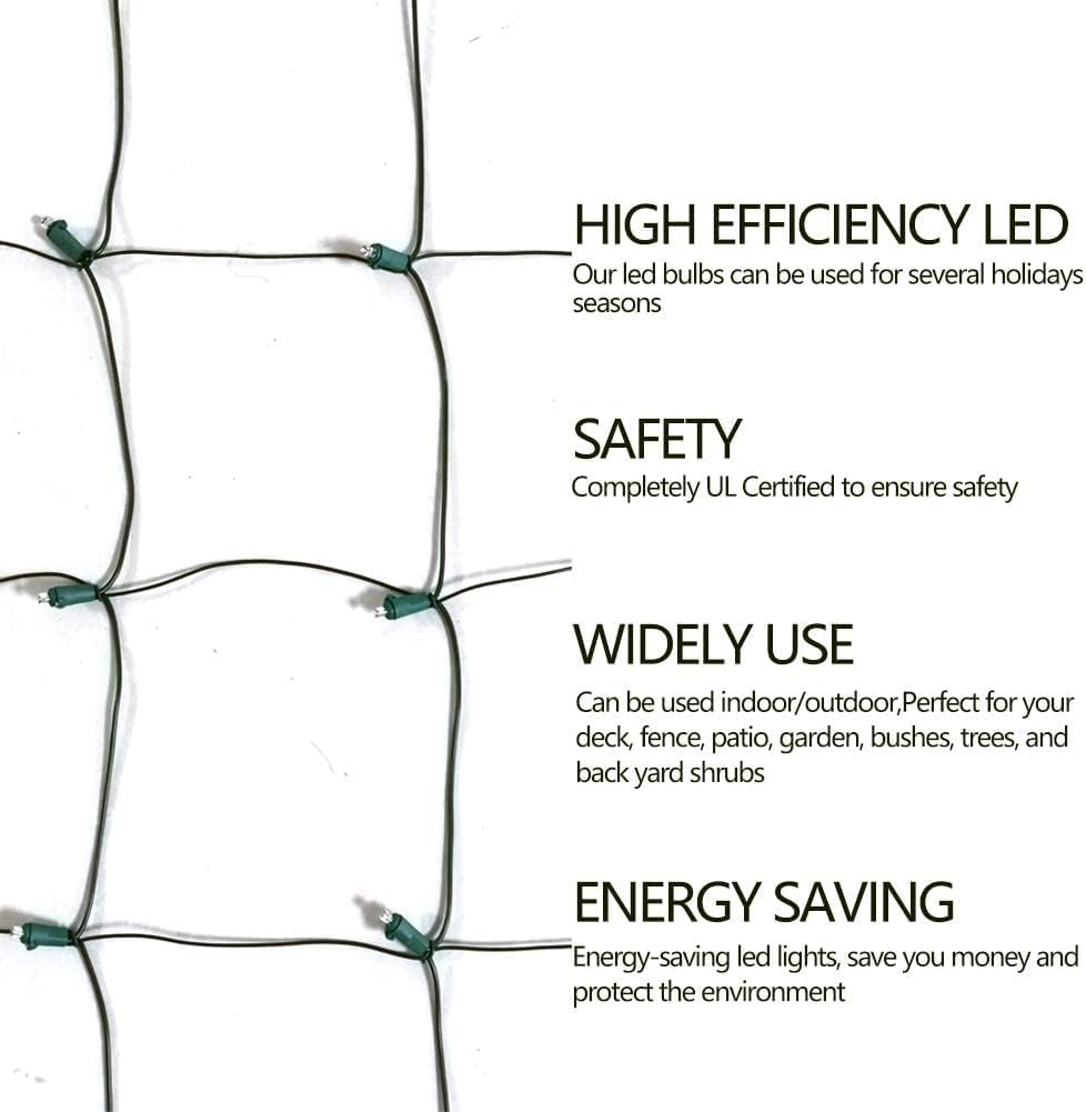 Hishiny Led Blue Christmas Net Lights Outdoor 6Ftx6Ft 144Led Green Wire  Connectable Indoor Outdoor Bush Mesh Net Lights String For Halloween Christmas Party Shrub Yard Tree(Blue)