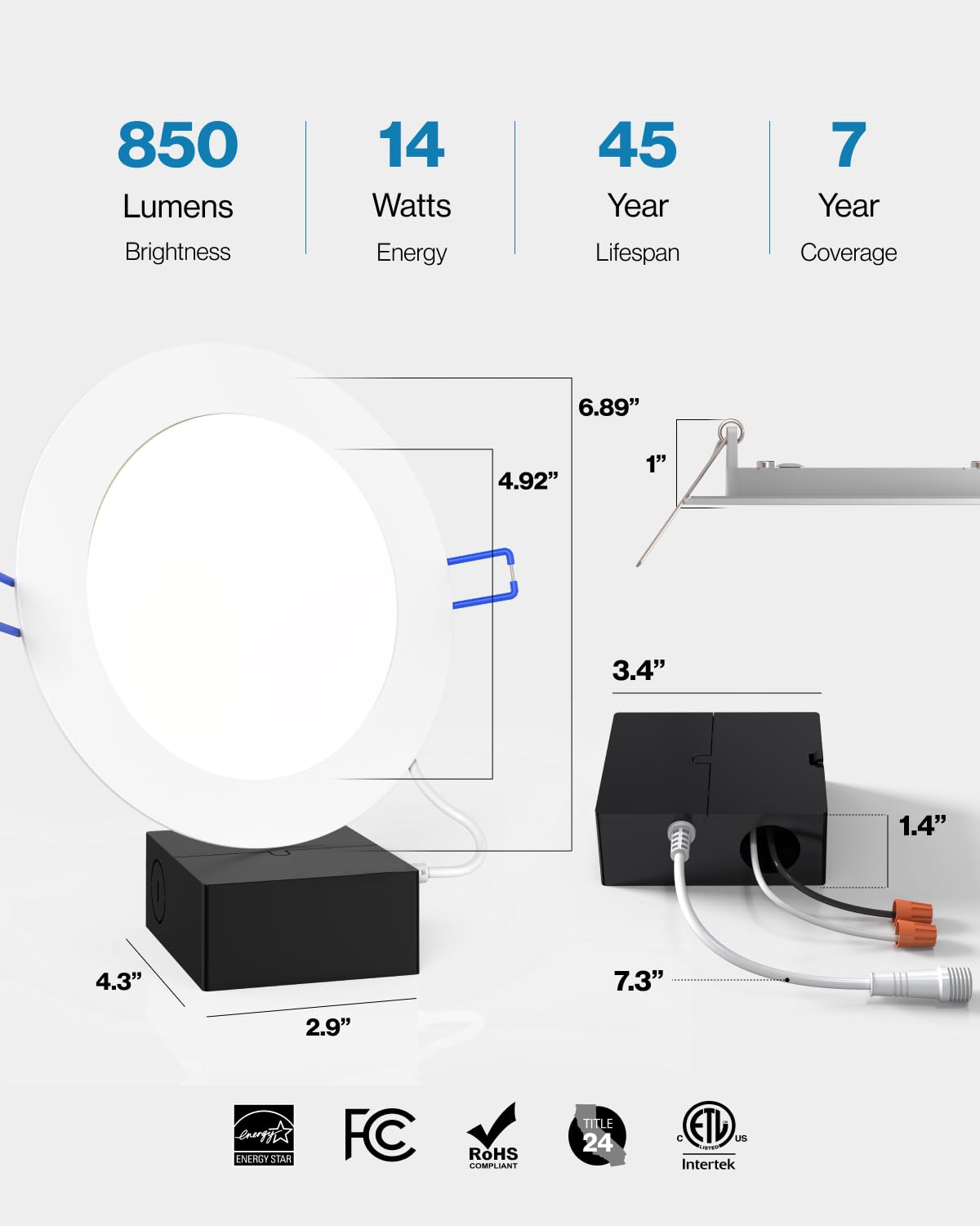 Sunco 12 Pack 6 Inch Ultra Thin Led Recessed Ceiling Lights Slim, 5000K Daylight, Dimmable, 14W, Wafer Thin, Canless With Juncti
