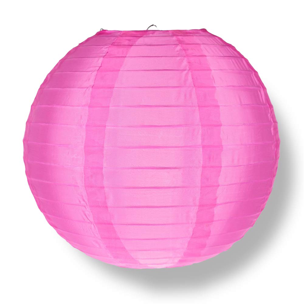 Quasimoon 4 Inch Round Nylon Lanterns, Fuchsia, Even Ribbing, 10-Pack, Model 4NYL-HP