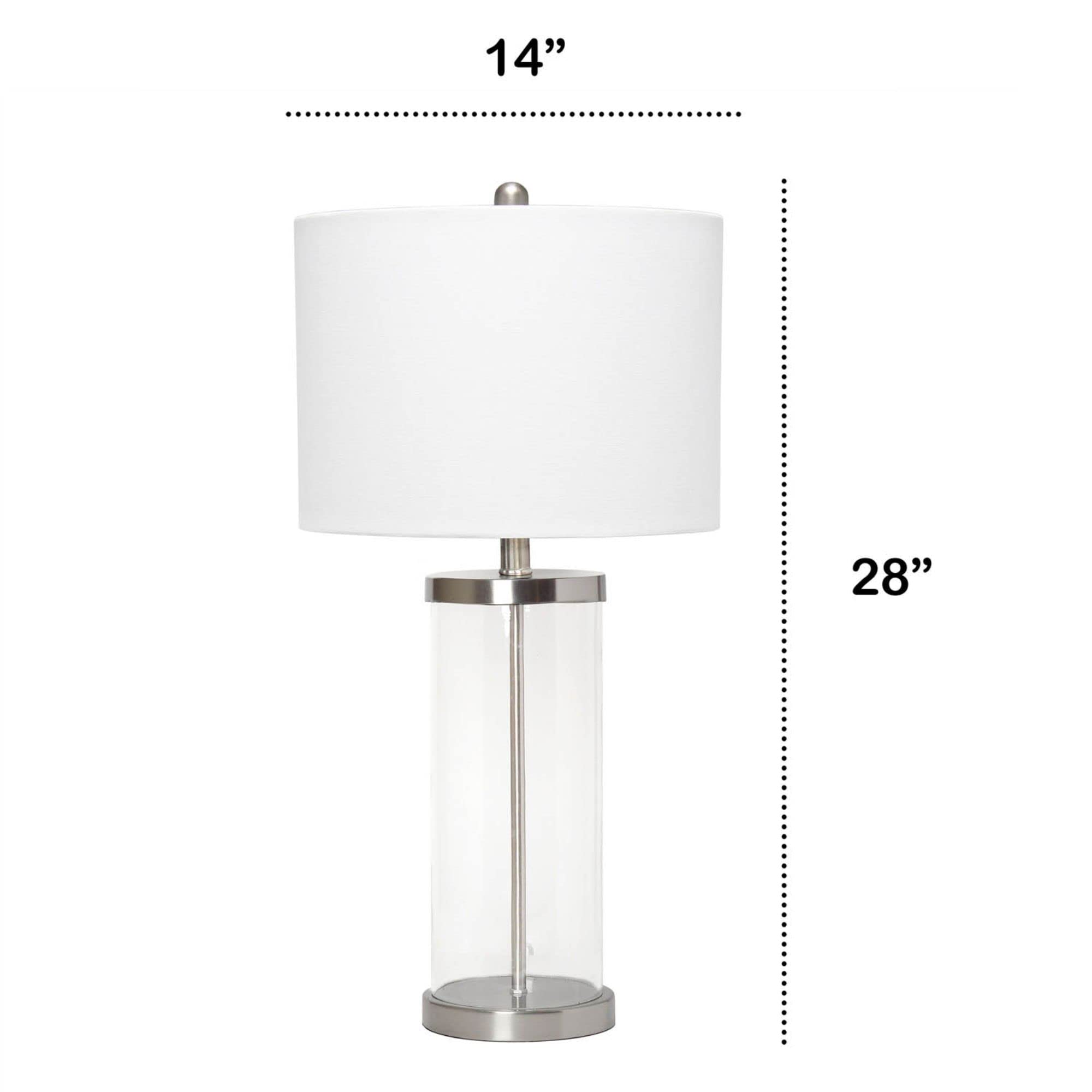 Lalia Home Contemporary Entrapped Glass Table Lamp With Fabric Shade - Brushed Nickel/White