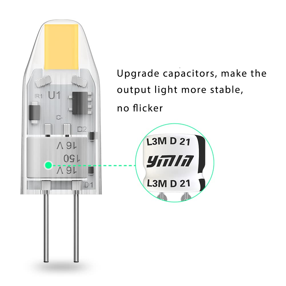 YUIIP G4 LED Bulb 12V 1.2W Natural White 4000K JC Bi Pin Light Bulbs 10 Pack