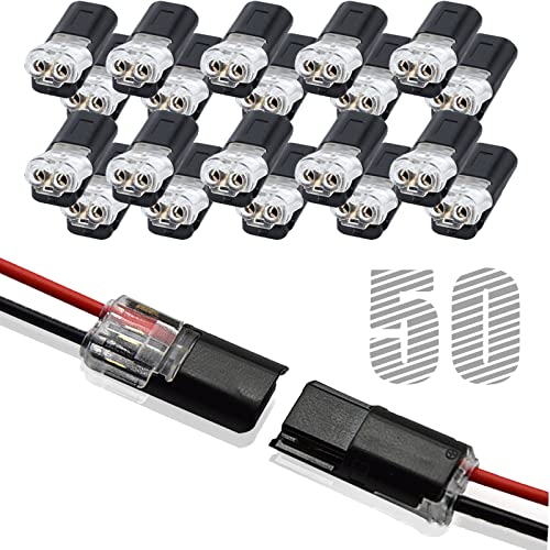 Wire Connectors  Double Wire Plug in Connector with Locking Buckle  Low Voltage Wire Connector  LED Light Band Connectors 2 Pin - Quick Connect  No Wire Bandping Cutting (50PCS)