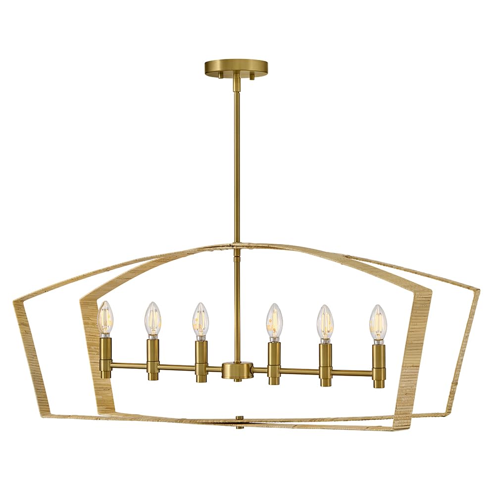 Lark Sammi Large Six Light Linear, Lacquered Brass