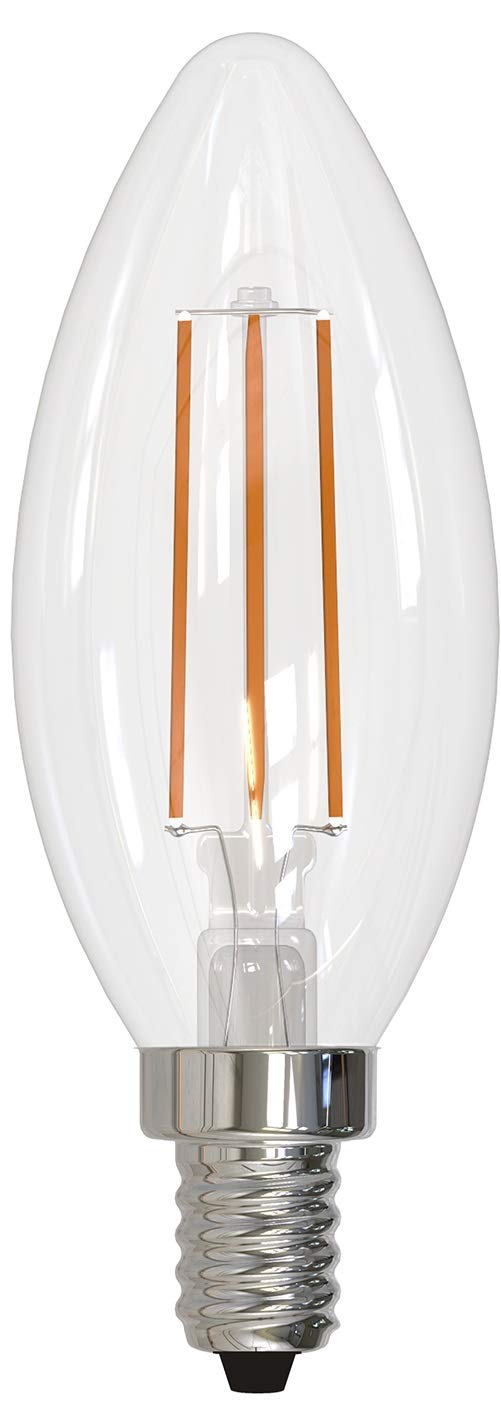 Bulbrite 4 Watt LED Filament Light Bulb, Fully Dimmable, E12 Candelabra Base, Clear Glass, Pack of 10, Model 776756