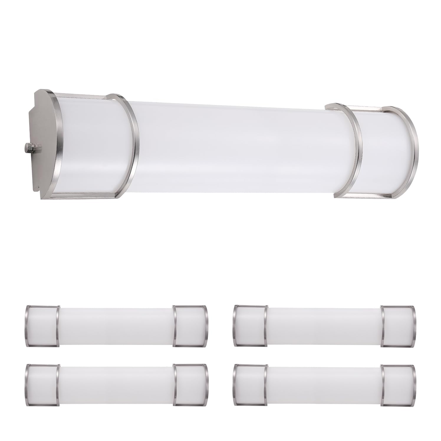ASD LED Flush Mount Vanity Light Fixture, 25W 1950LM, 3000K-5000K, 24 Inch, Brushed Nickel, 4 Pack, Dimmable