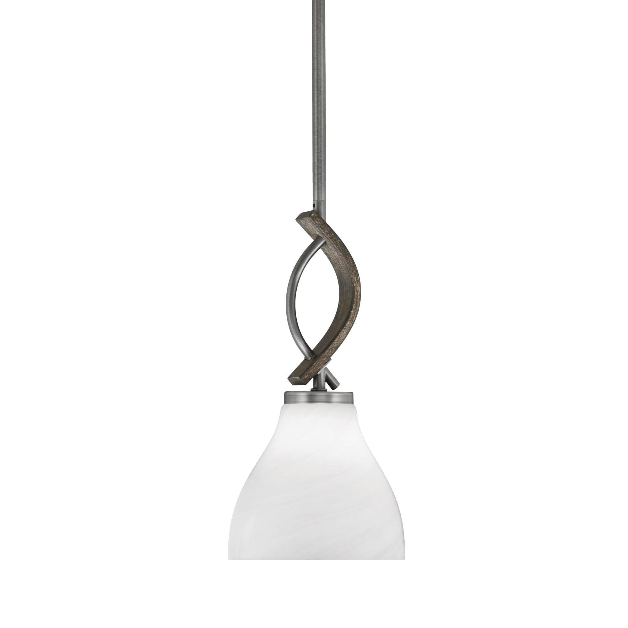 Toltec Lighting Monterey Stem Hung Mini Pendant, Graphite, White Marble Glass, 6.25in