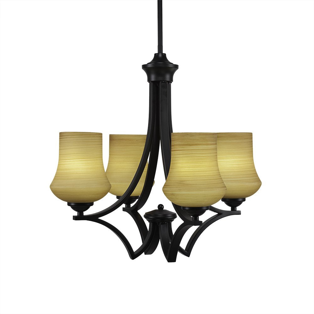 Toltec Lighting Zilo 4 Light Chandelier in Matte Black (564-MB-680)