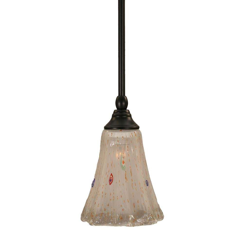 Toltec Lighting 23-Mb-721 Stem Mini Pendant With Hang Straight Swivel With 5.5&quot; Frosted Crystal Glass, Matte Black Finish