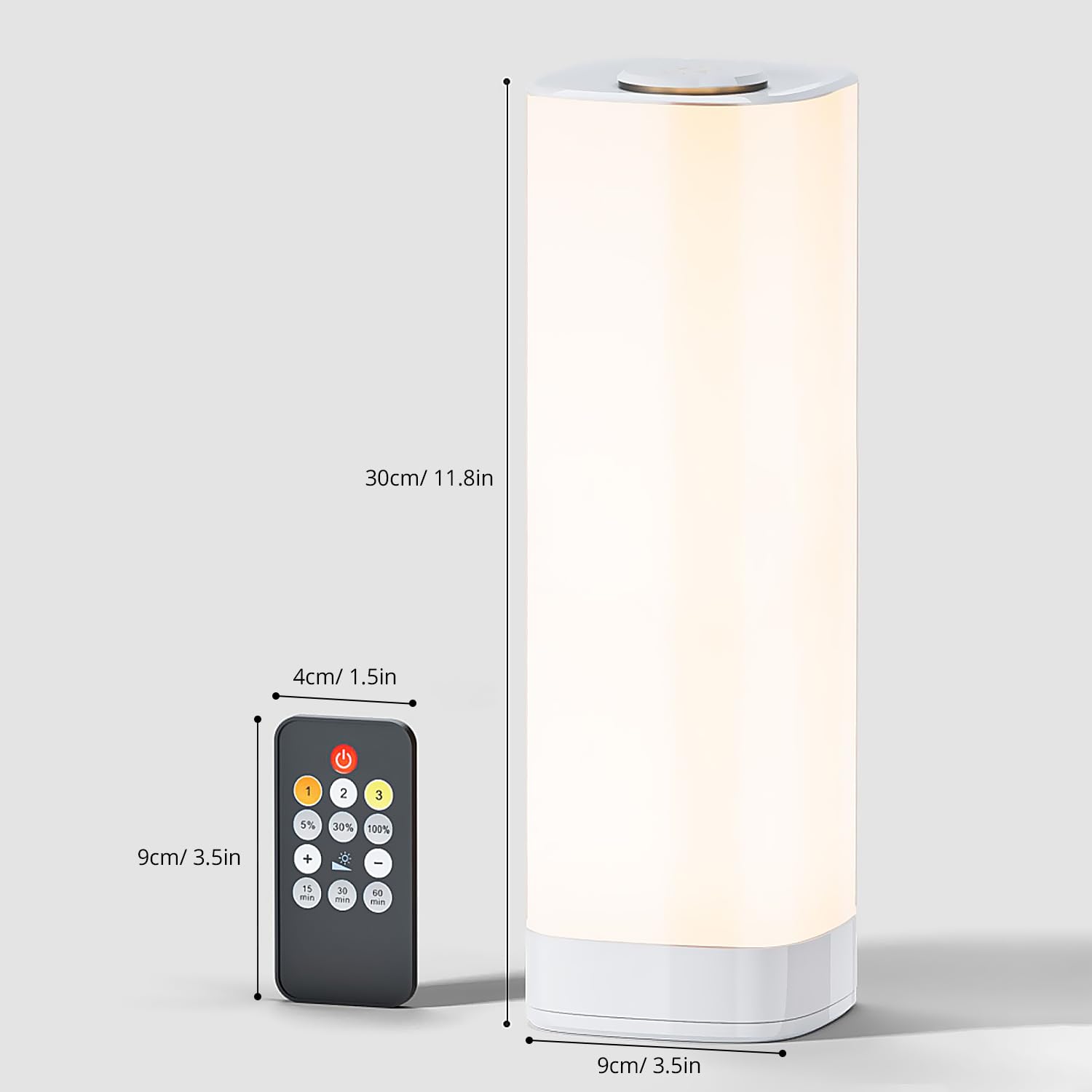 Semlos Led Table Lamp - Touch Control, Remote, 3 Colors, 10 Dimmable Brightness, Square 30Cm, White, Model 004-20168-W-1