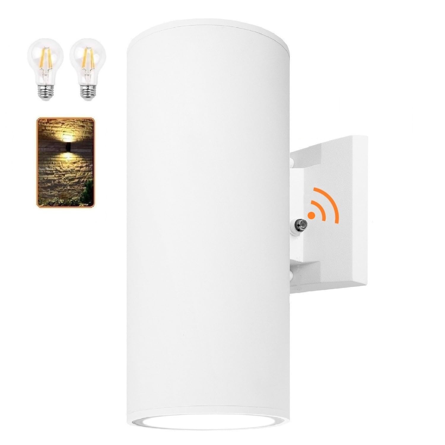 Zuukole Outdoor Wall Sconce, Exterior Lighting With Dusk To Dawn Sensor - 2 Light Bulbs Included, Aluminum Waterproof Wall Mount