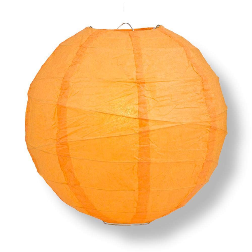 PaperLanternStore.com 16 Inch Orange Round Paper Lantern, Crisscross Ribbing, Hanging Decoration