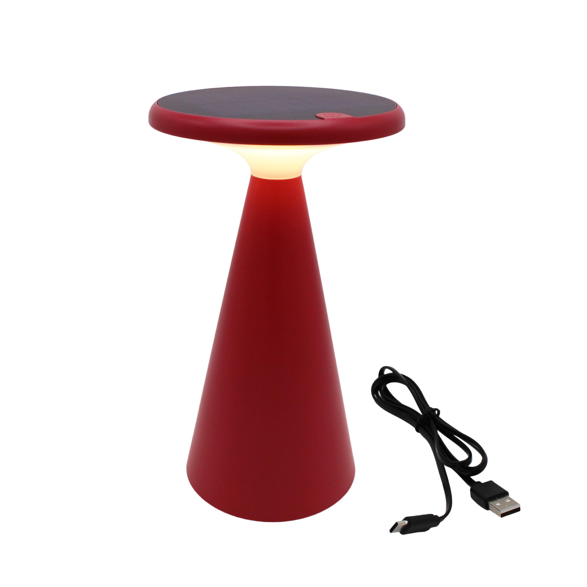 VerLuce Portable Solar LED Table Lamp - 1.6W, 160 Lumens, 2700K, Stepless Dimming, IP44 Weather Resistant, Red, Model VER-SL