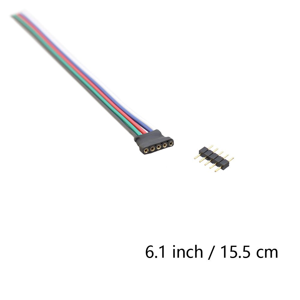 5 Pin Rgbw Led Connector Extension Wire With 5 Pin Conenctor, Sim&Nat 15 Cm / 5.9 Inch Rgbw Rgbww Connector Plug Weld Line Male