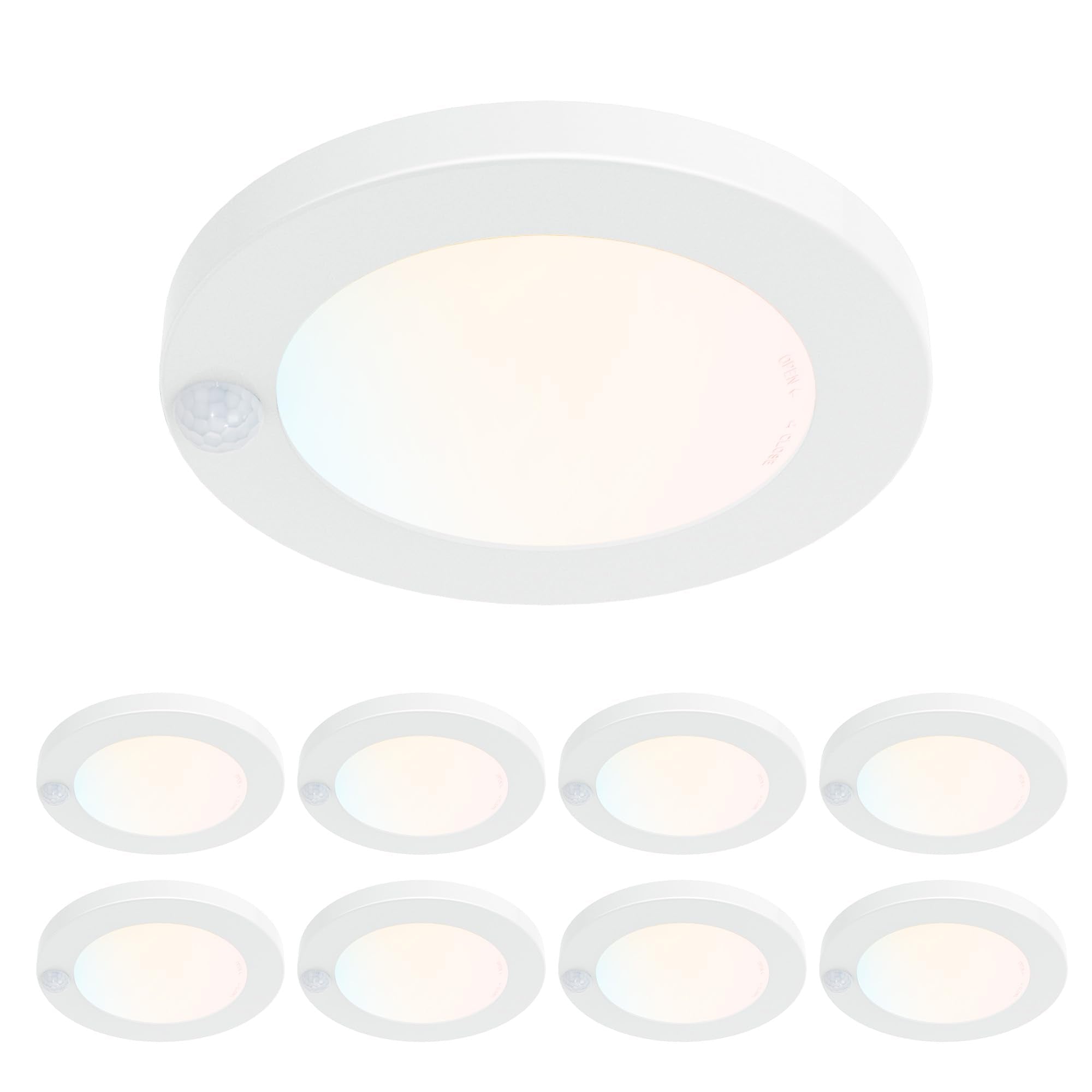 Zago 6'' 120 Volts Closet Light Wired, Black Pir Motion Sensor Ceiling Disc Light, 15 Watts, 1100 Lumens, Cri>80, 3000K Warm Whi