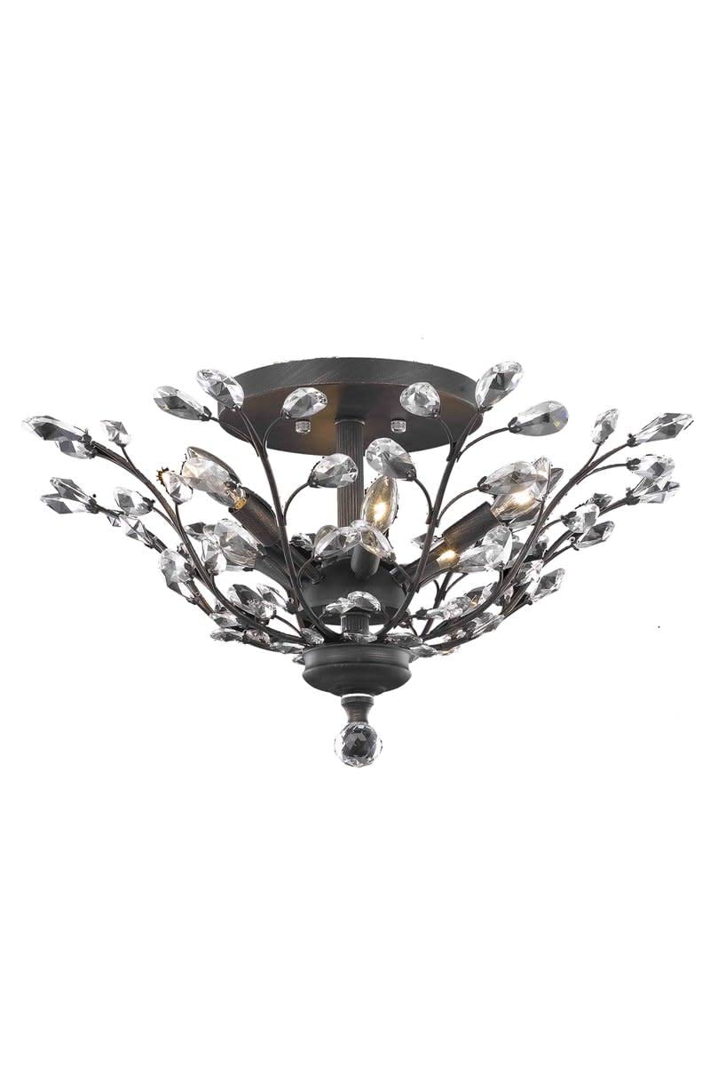 Elegant Lighting V2011F27DB-Rc Orchid 6 Light Flush Mount  Royal cut crystals - Dark Bronze