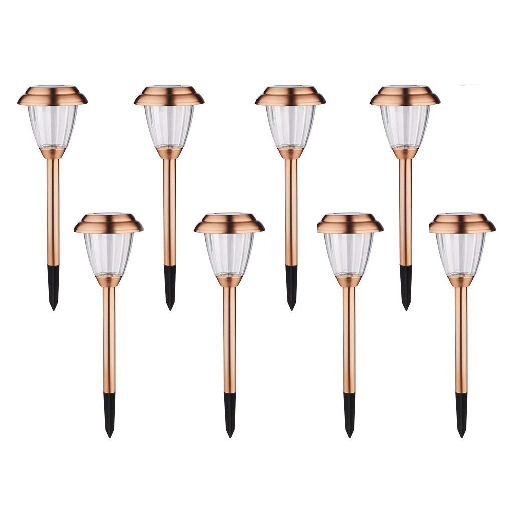 voona Solar Lights Outdoor Pathway - 8 Pack Copper Waterproof Garden Lights - Model JJBH0046 - Brown