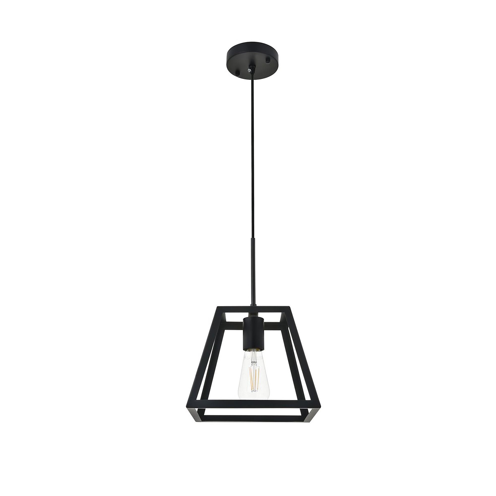 Living District Resolute 1-Light Mid-Century Metal Pendant in Black