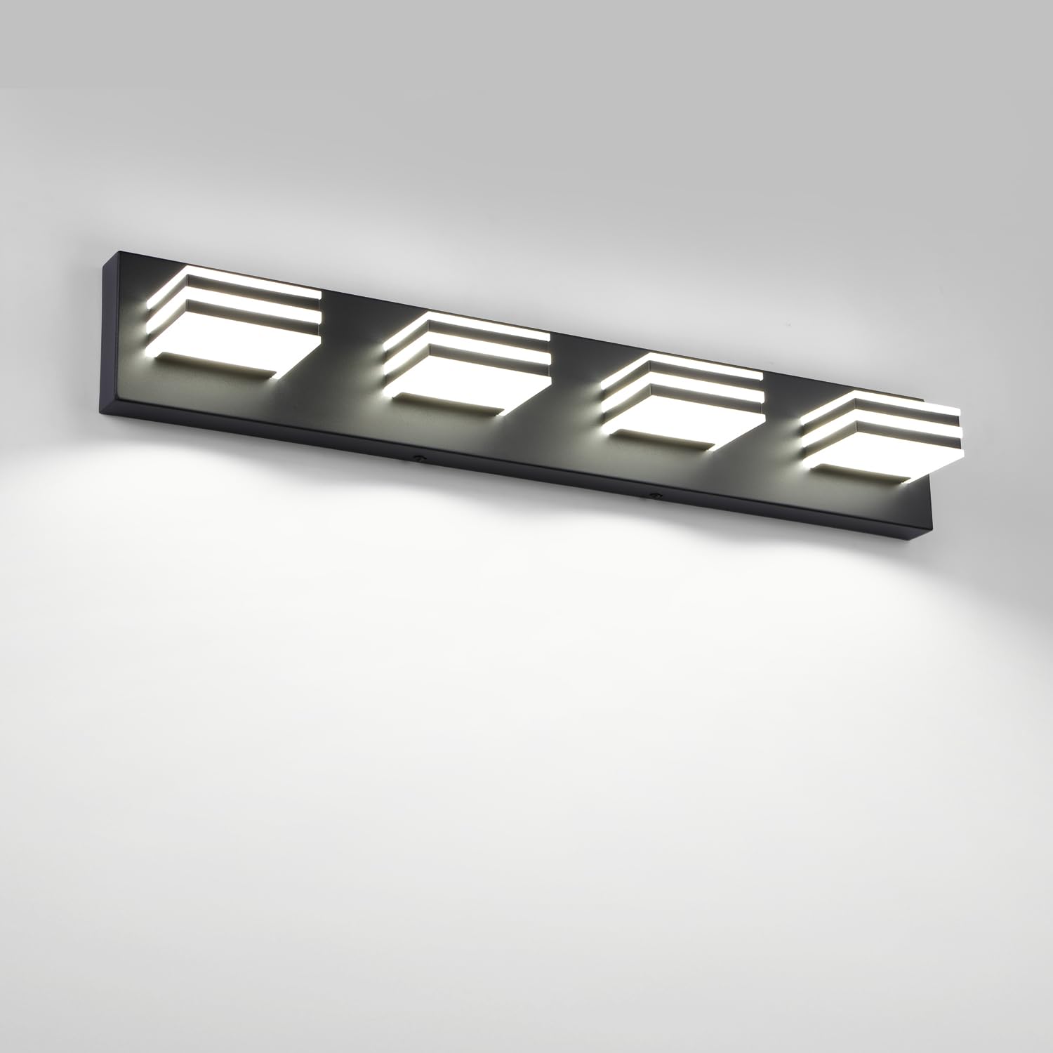 yumcrelect Black Bathroom Light Fixtures 4-Light Acrylic LED Vanity Lamp 27-Inch Black Model 6210