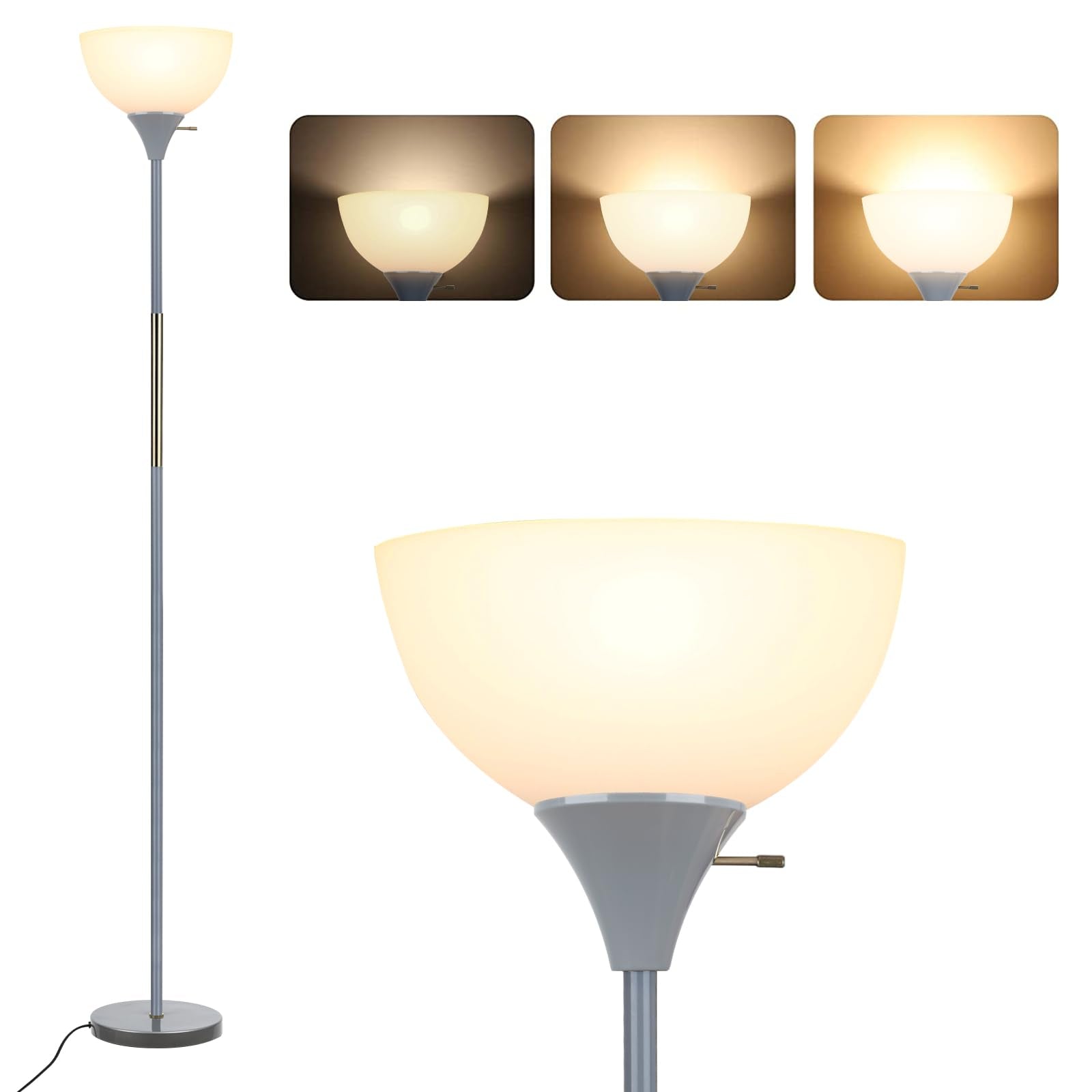Floor Lamp, LED Standing Lamp 3 Way Dimmable Brightness Floor Lamp Rotary Switch Floor Lamps Modern Industrial Lamp with Shade, 