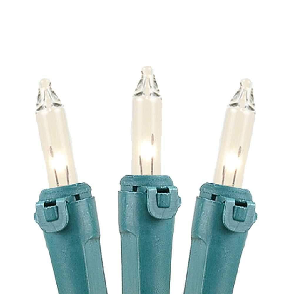 Novelty Lights 50ft Clear Incandescent Mini Lights, Green Wire, 100 Bulbs, Commercial Grade, UL Listed for Indoor/Outdoor Use, MRD-25B-4