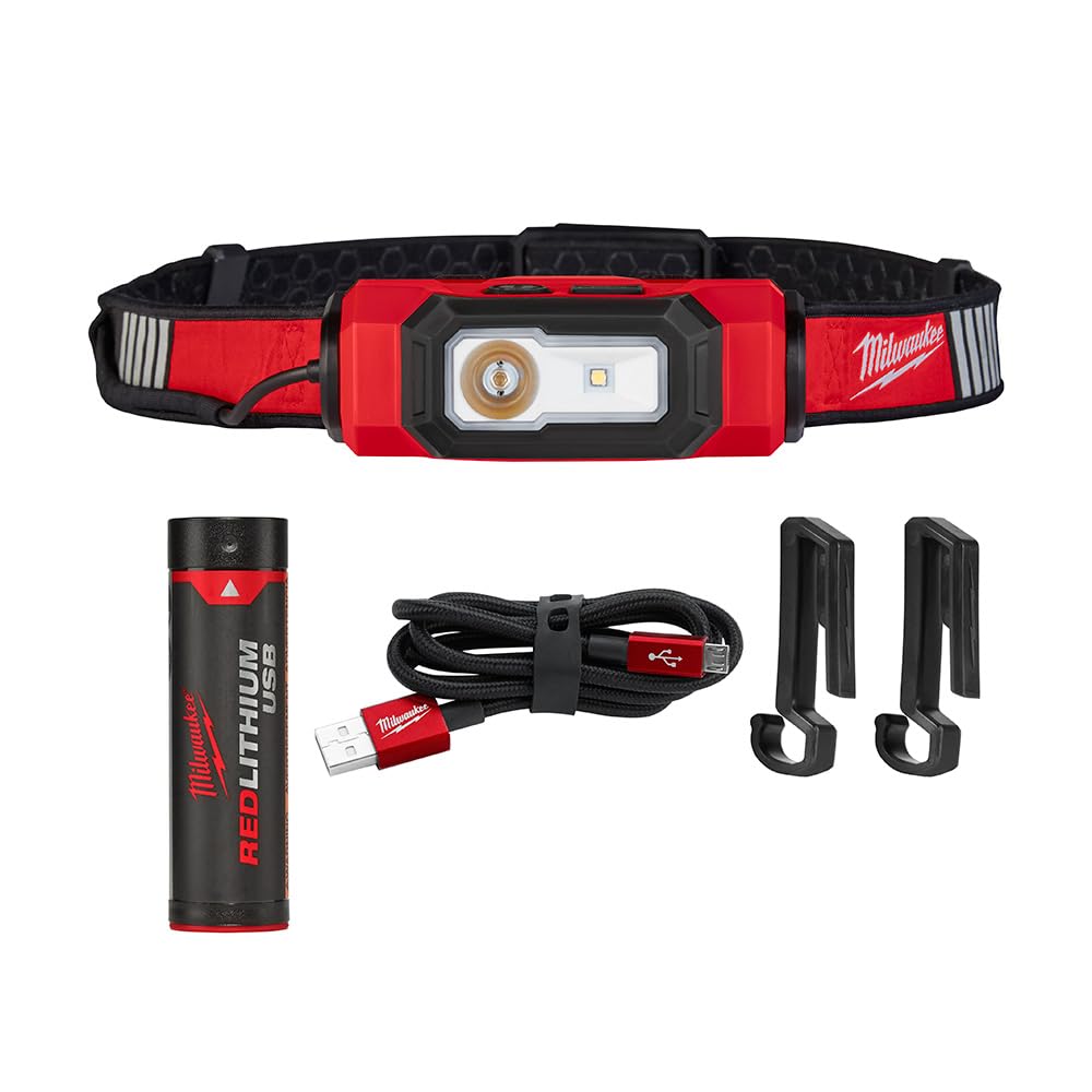 Milwaukee 2116-21 USB Rechargeable Hard Hat Light, Red, Plastic Material