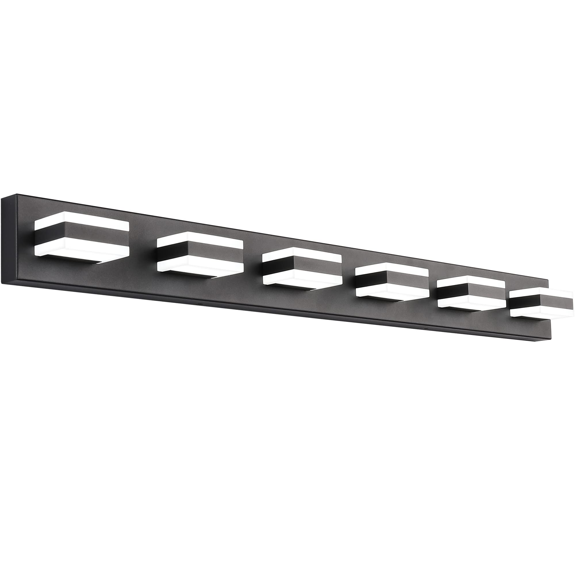 SOLFART Modern LED Wall Light Dimmable 6 Lights Matt Black Acrylic Vanity Light S8568-6T-6000K