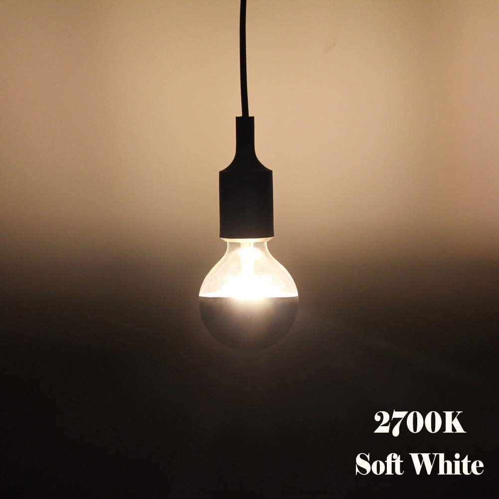 Lxcom Lighting 6W G45 Chrome Dimmable LED Bulb, Warm White 2700K, 60W Equivalent, E26/E27 Base, Glass, 4 Pack