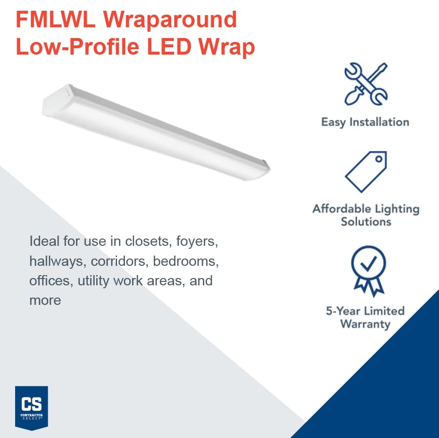 Lithonia Lighting Fmlwl 48 835 Zt Mvolt Low-Profile Led Wraparound Flush Mount Light, 120-277V, 48-Inch, 3500K