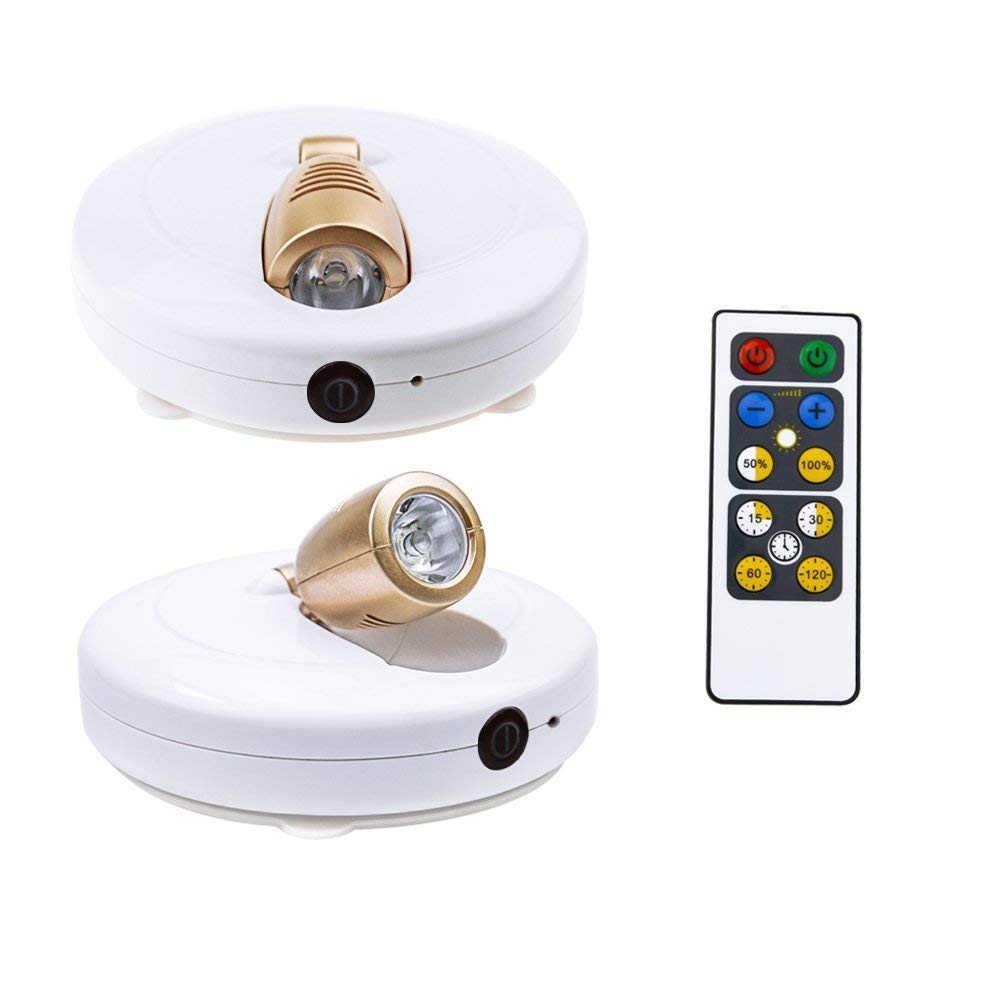 HONWELL LED Spotlight Puck Lights, Battery Powered, Warm White, 2 Pack, Remote, Plastic, Model H624IR-2, Indoor Use, White