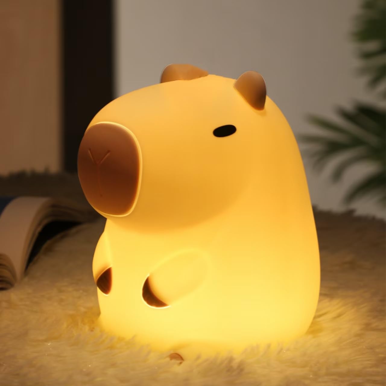 Atsui Cute Capybara Night Light  Led Squishy Novelty Animal Lamp  Food Grade Silicone  2 Level Dimmable  Breastfeeding Nursery Nightlight For Room Decor  Funny Gifts Stuff For Boys Girls Baby Children