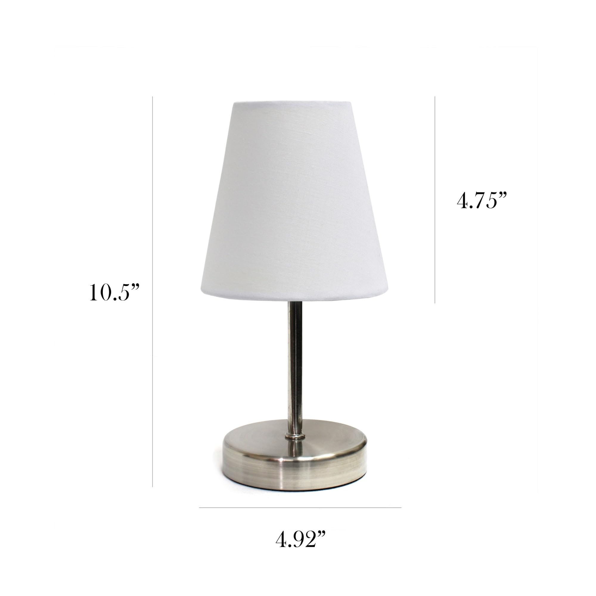 All The Rages Lt2013-Wht Simple Designs Sand Nickel Mini Basic Table Lamp With Fabric Shade, White