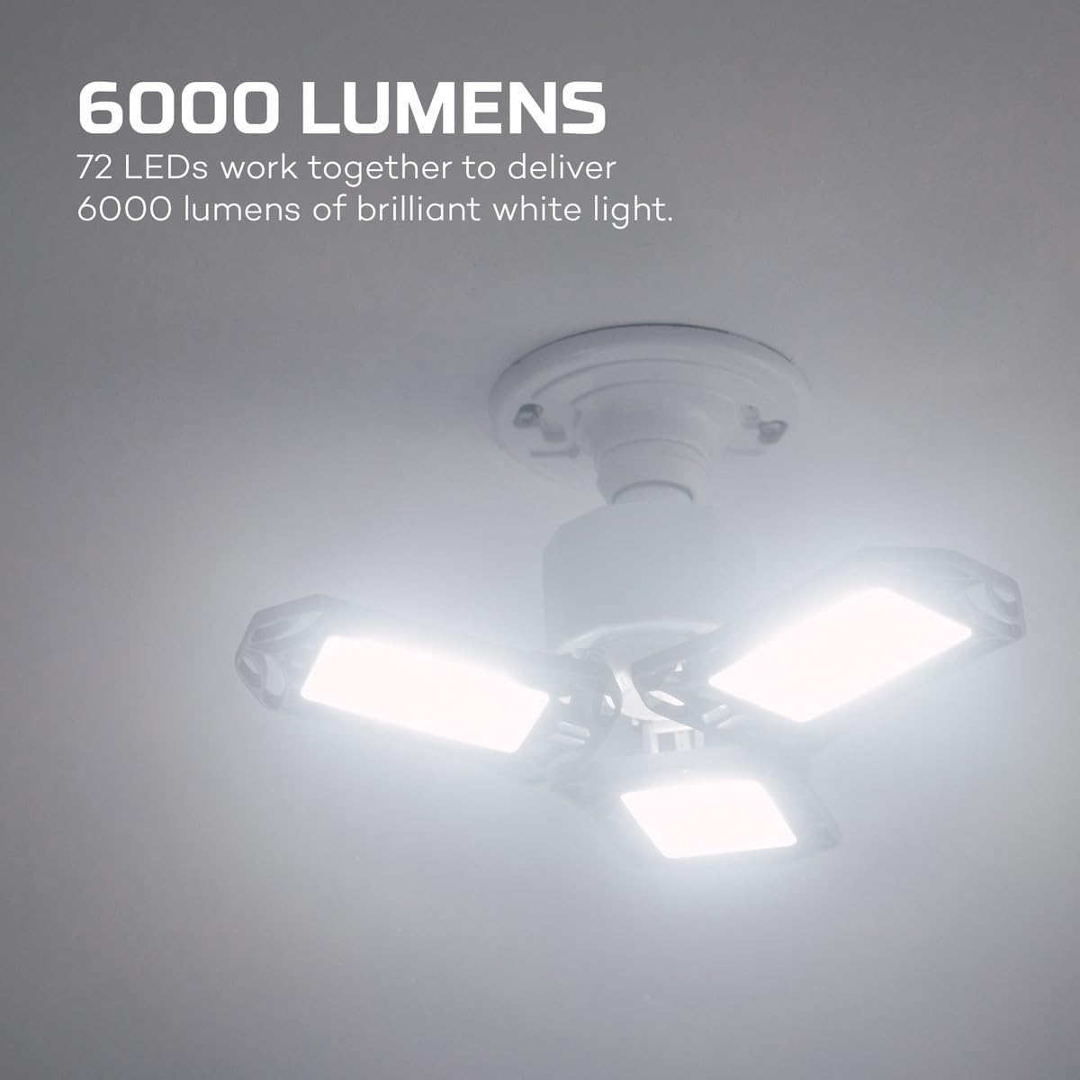 NEBO LED Garage Light 6000 Lumen 60W Multi-Position Adjustable Panel One Size White Model NEB-OTH-0001
