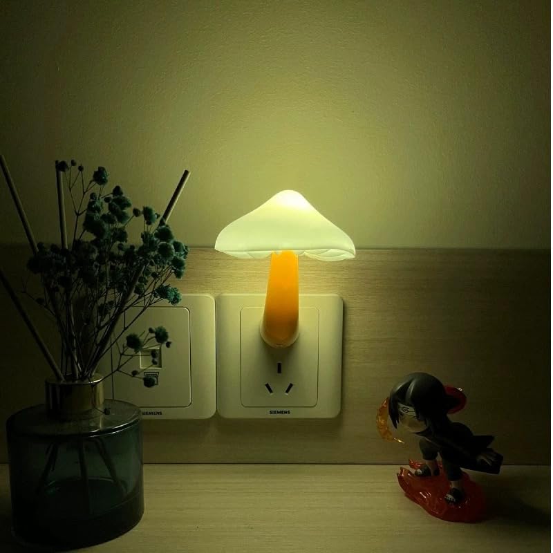 Night Lights Plug Into Wall - Sensor Led Mushroom Light  Cute Energy Saving Mushroom Lamp For mature-themeds Kids Living Room Bedroom Kitchen  Bathroom Toilet  Stairs  Hallway Corridor  Gift Ideal  Warm White