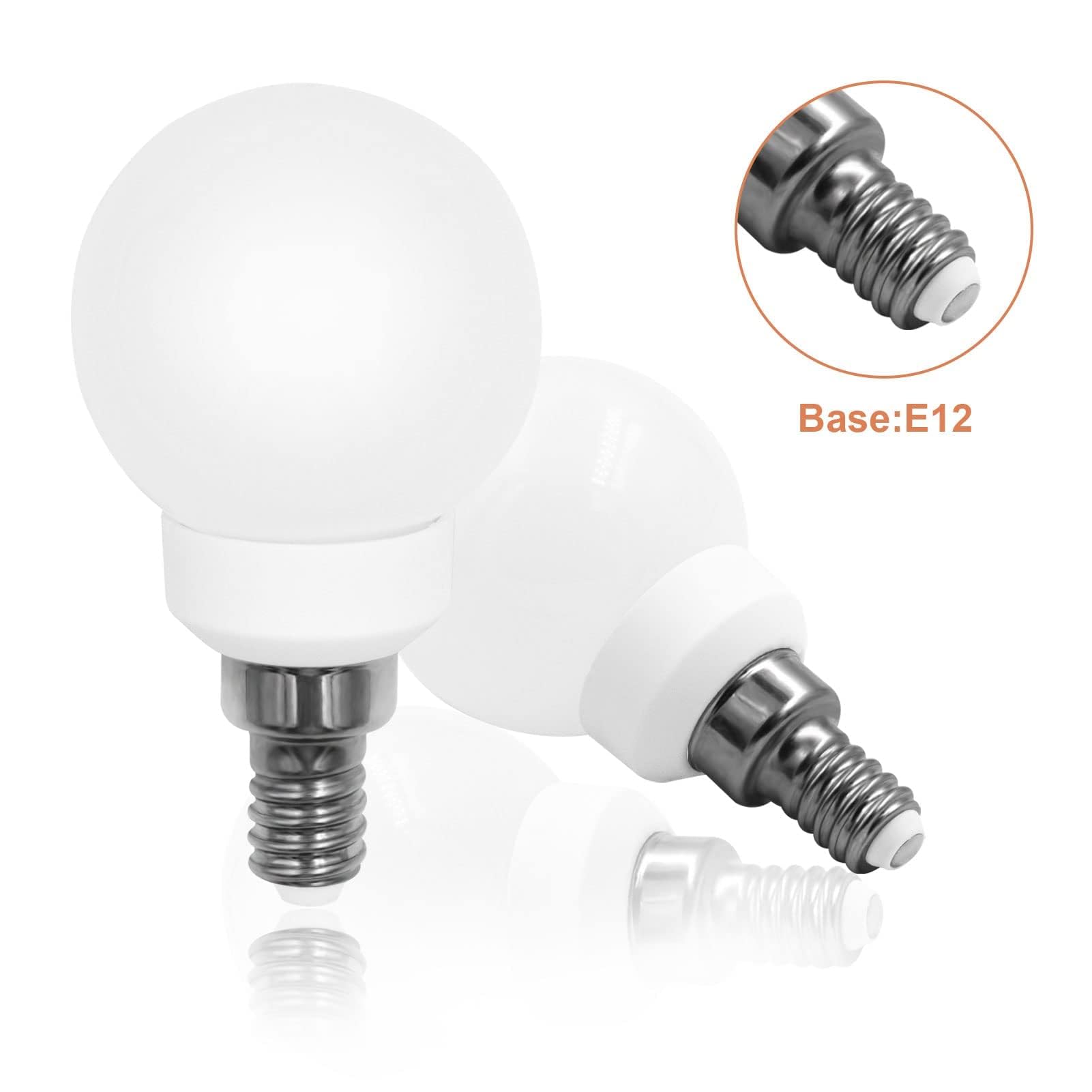 Lflampon Led Light Bulb 6000K Daylight White Candelabra E12 Base Lightbulbs 110V 3W G14/G45 Small Bulbs 25W Equivalent 260Lm Vanity And Ceiling Fan Chandelier Landscape Lighting 2-Pack Non-Dimmable