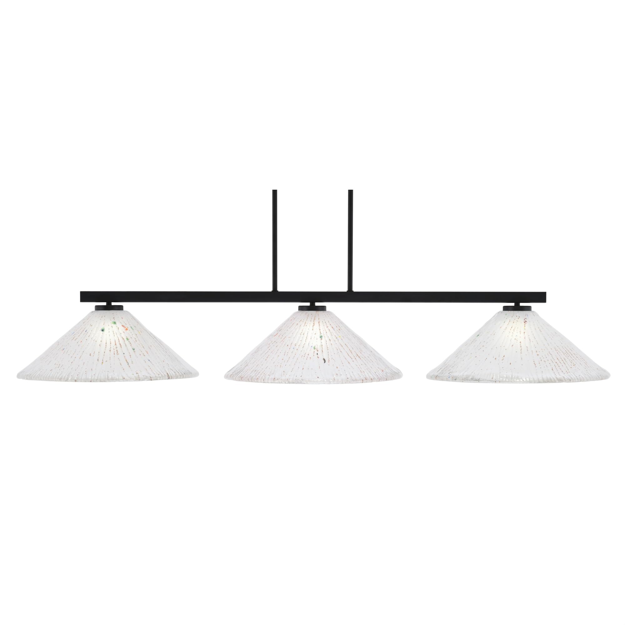 Toltec Lighting Atlas 3 Light Bar - Matte Black Finish, 16in Frosted Crystal Glass