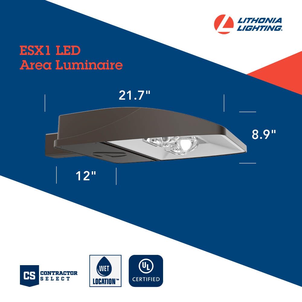 Lithonia Lighting Led Outdoor Area Light  Led Parking Lot Light With Adjustable Brightness  4000K Cool White  Mvolt  Round Or Square Pole Mounting  Replaces 150W To 250W Hid  Dark Bronze Finish