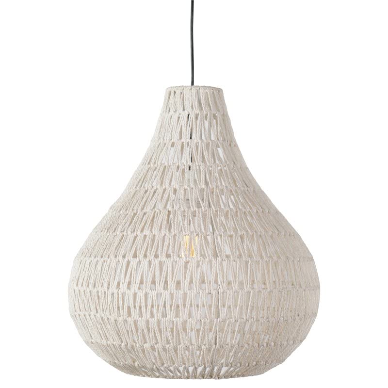 Kosas Home Quaid 1-Light Woven and Iron Mesh Pendant in White Finish