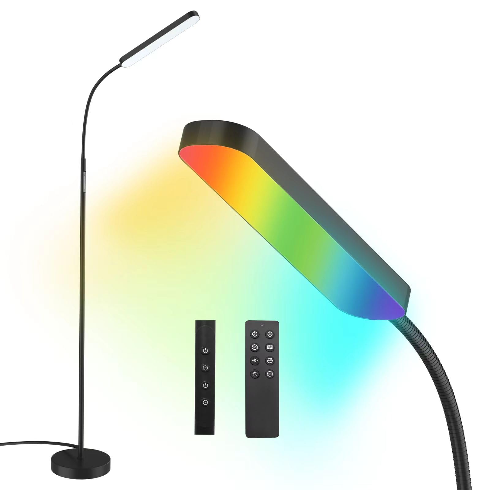 Wio-Mio Floor Lamp, RGB Color Changing Dimmer Bright LED Floor Lamp with Stepless Adjustable 3000K-6000K, Smart Remote Control Modern Standing Floor Lamp for Bedroom, Reading, Gaming Room