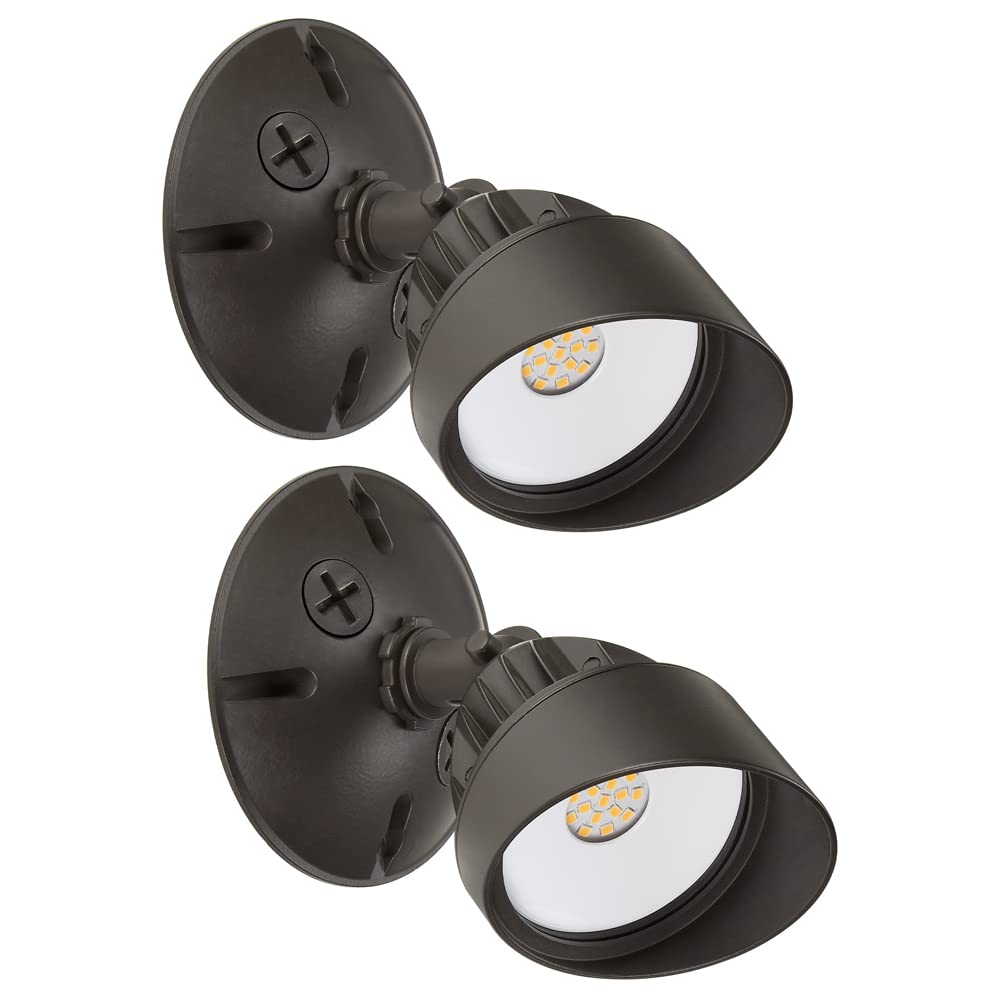 Maxxima LED Outdoor Flood Wall Light, 800 Lumens, 3000K Warm White, Brown, Model MEL-S101300B-02, 2 Pack