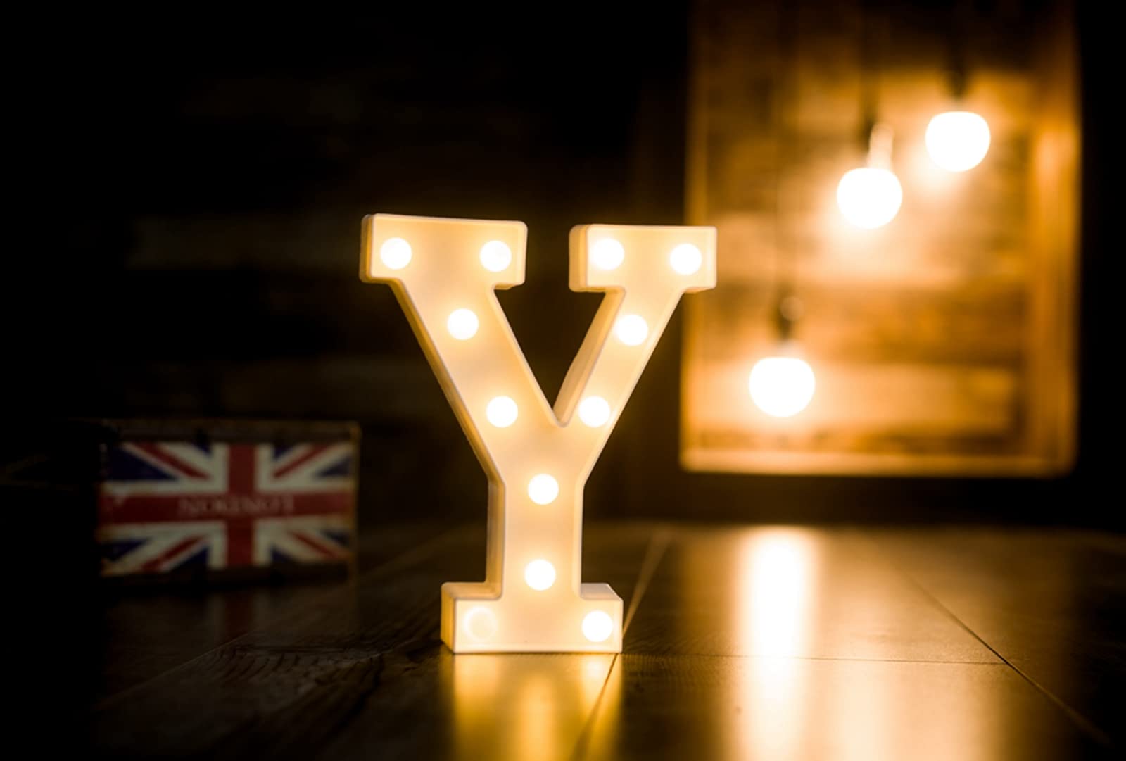 Foaky Led Letter Lights Sign Marquee Light Up Letters Sign For Night Light Wedding/Birthday Party Battery Powered Christmas Lamp Home Bar Decoration(Y)